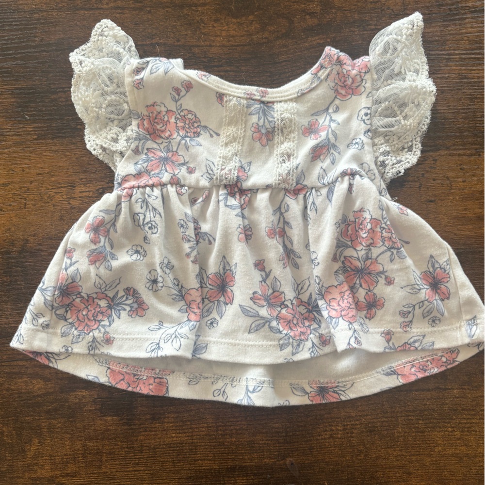Floral Lace Sleeve Kids Top